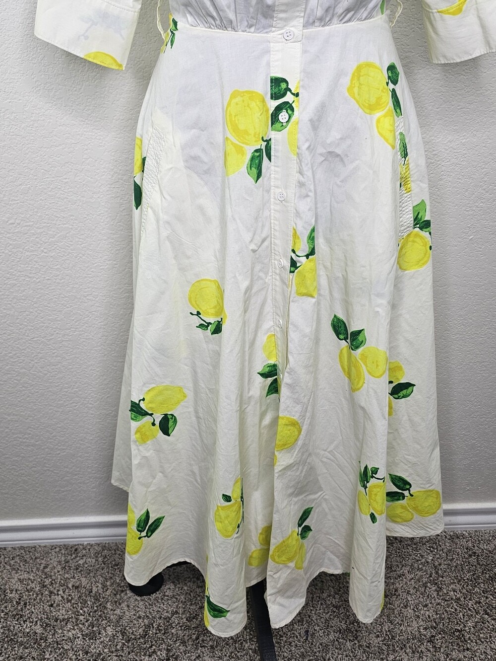 Essentiel Antwerp Darko lemon print shirt dress 34/2 - Picture 4 of 14